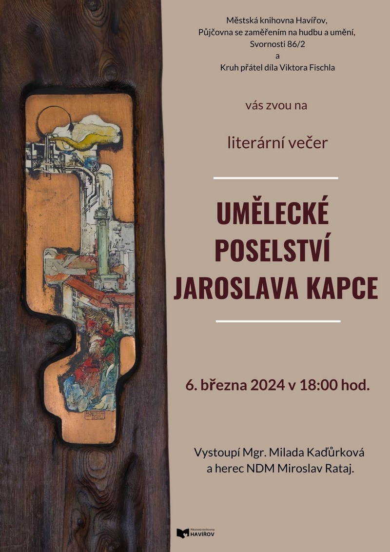 Pozvánka literární večer Umělecké poselství Jaroslava Kapce