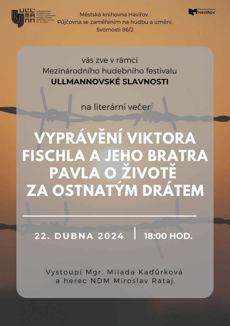 Pozvánka na literární večer konaný v rámci Ullmannovských slavností