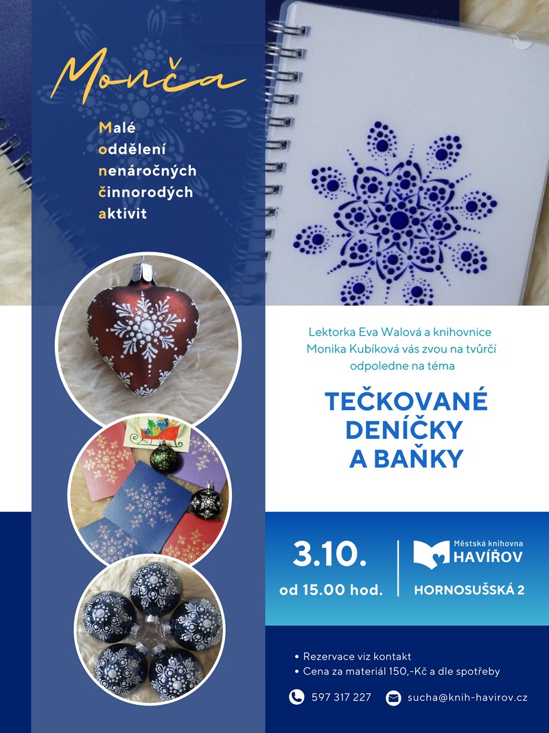 Pozvánka na workshop Monča: Tečkované deníčky a baňky