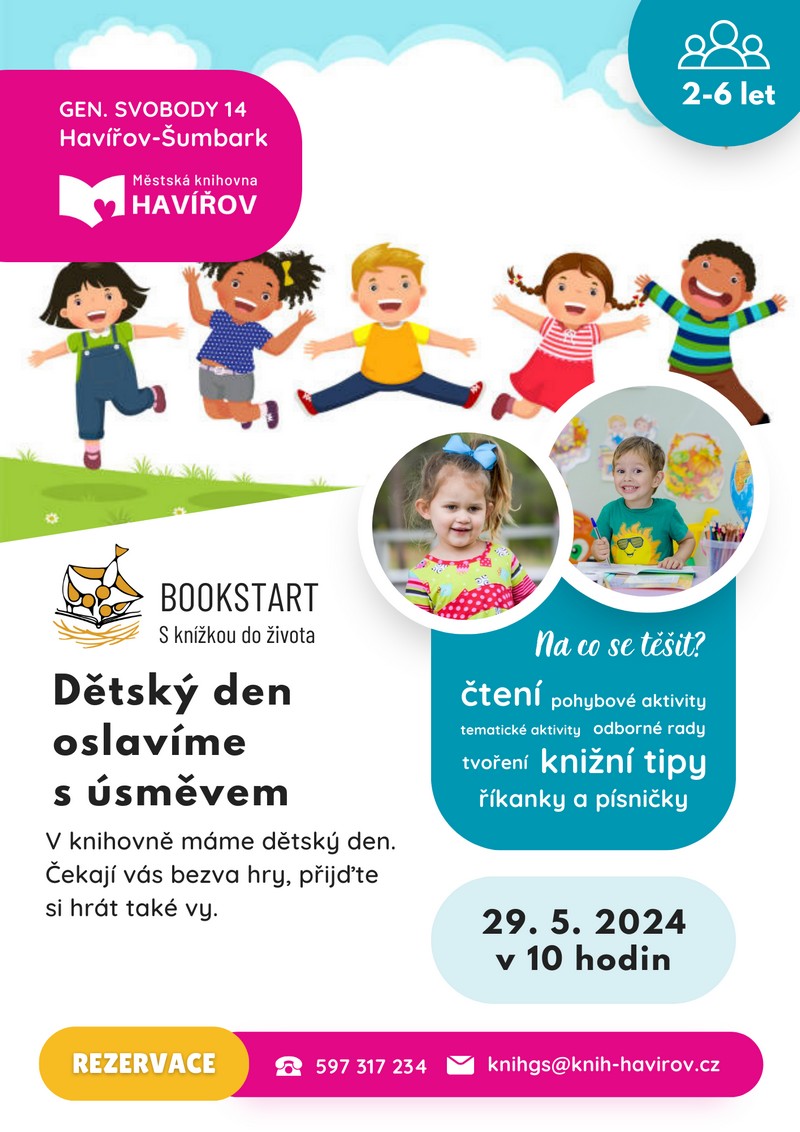 Pozvánka na akci Bookstart : Dětský den oslavíme s úsměvem