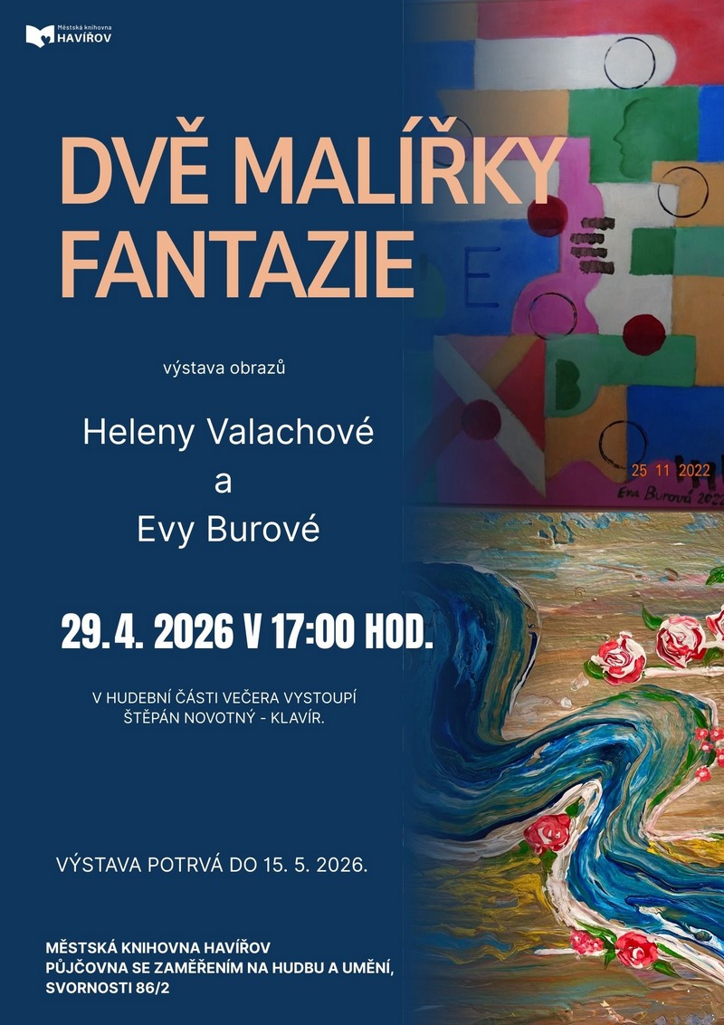 Pozvánka na výstavu Dvě malířky fantazie