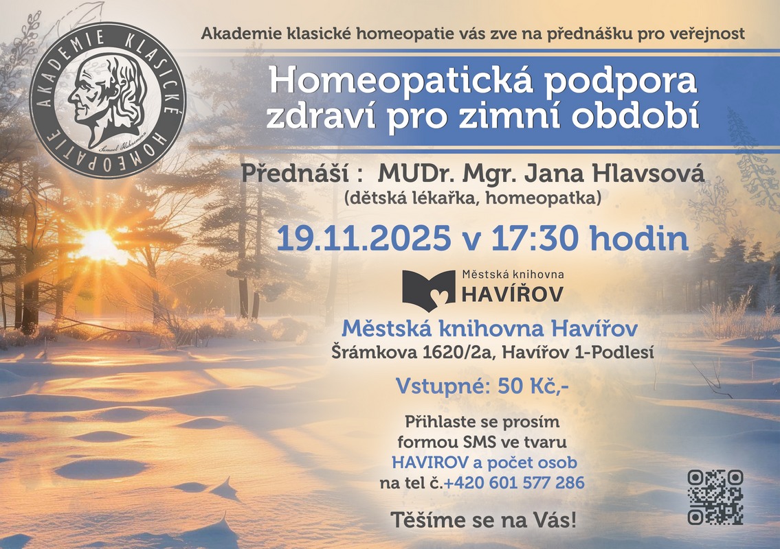 Pozvánka na přednášku Homeopatická podpora zdraví