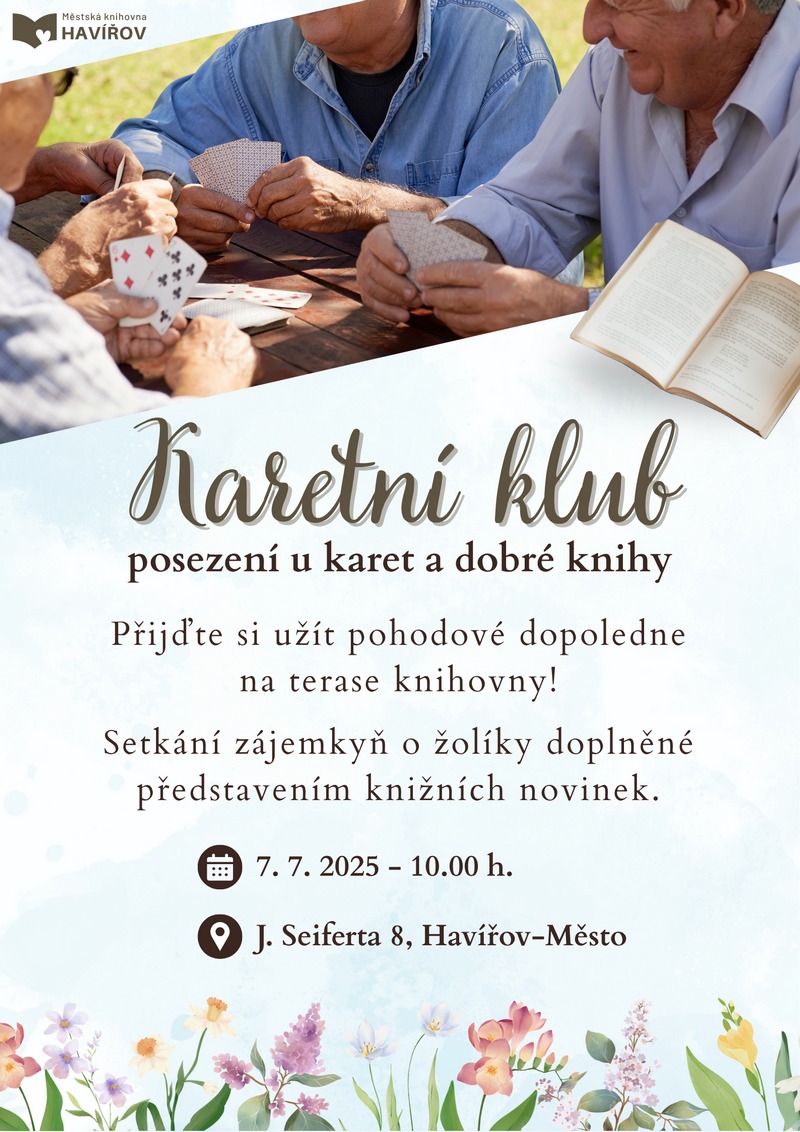 Pozvánka na Posezení u karet a dobré knihy