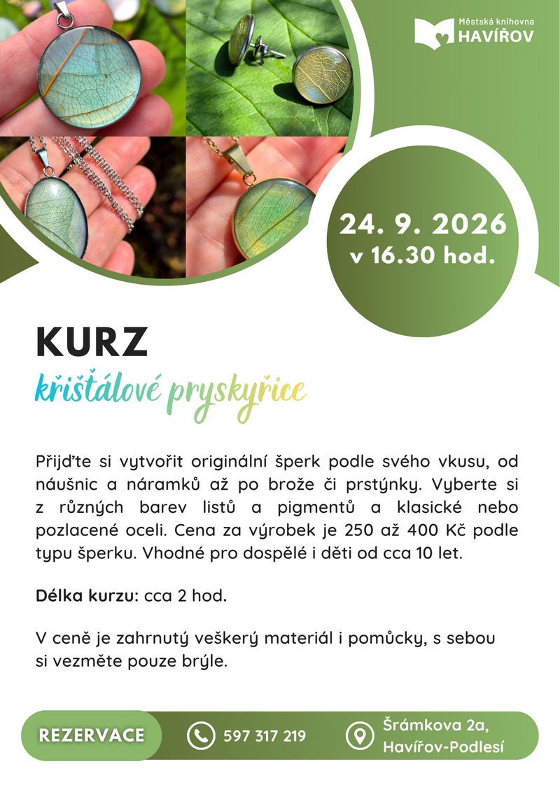 Pozvánka na Kurz křišťálové pryskyřice