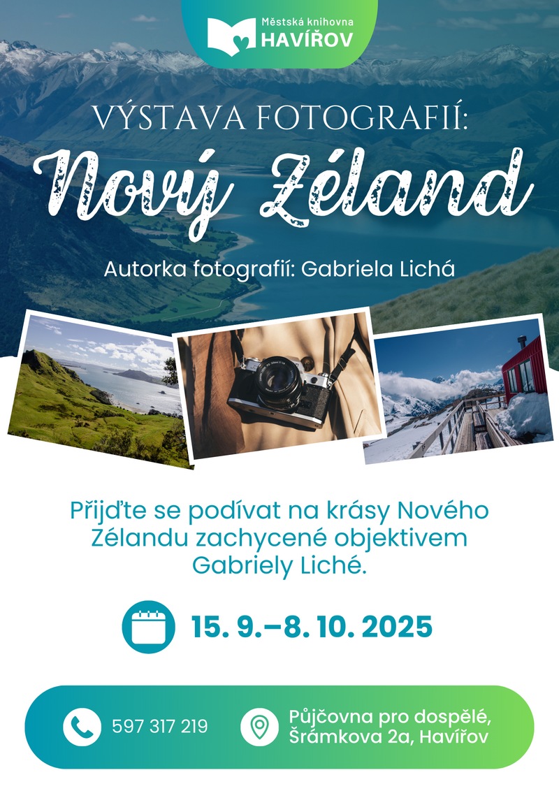 Pozvánka na výstavu fotografií Nový Zéland