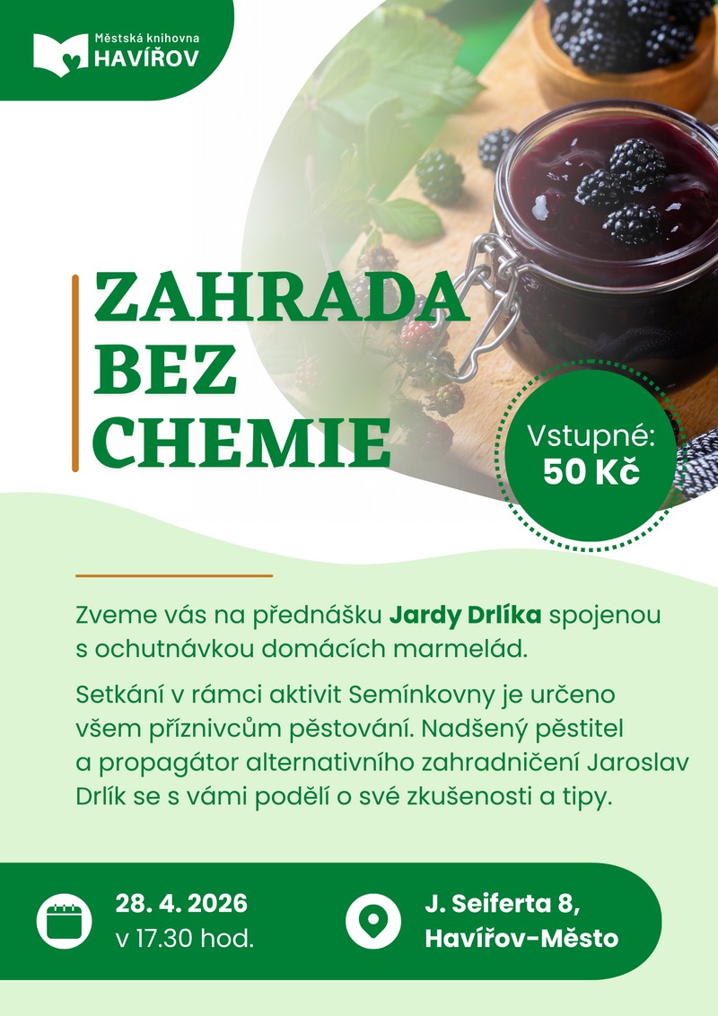 Pozvánka na besedu Zahrada bez chemie