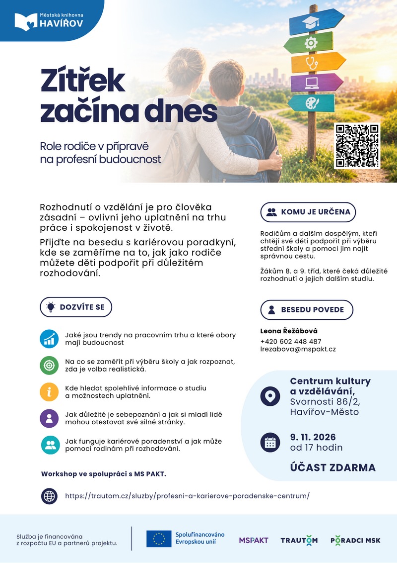 Pozvánka na besedu Zítřek začíná dnes